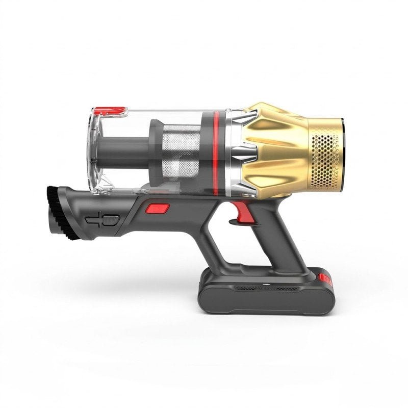 Cordless vacuum cleaner main unit with removable dust cup and battery