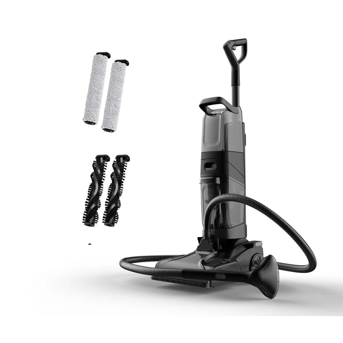 X3 Pro with hard-floor microfiber rollers, carpet brush rollers and upholstery cleaning tool