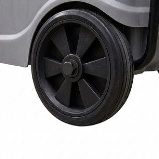 Bolt-on field-replaceable rear wheels for wet and dry vacuum cleaner